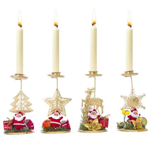 Santa Claus Snowflake Star Christmas Candlestick Iron