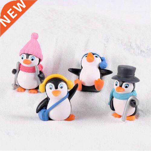 1/4pcs Crafts Mini Winter Penguin Miniature Figurine