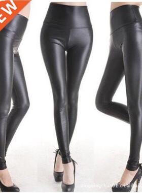 women PU leather pants elastic trousers 大码长裤女皮裤打底裤