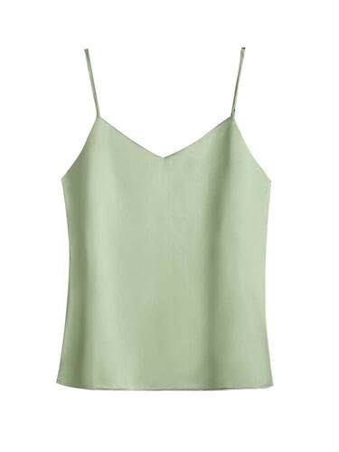 Toppies Green Satin Camisoles Woman Sleeveless Tops Summer I