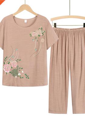 Women/Middle-aged Suits Summer Pant Two Pieces Set Women Sho