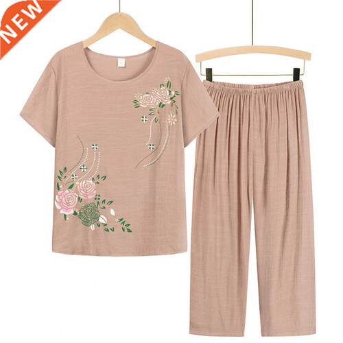 Women/Middle-aged Suits Summer Pant Two Pieces Set Women Sho