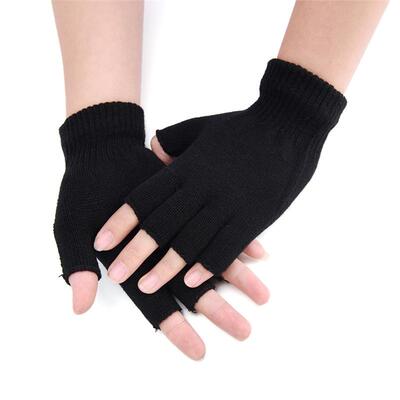 1pair Women Men Fingerless Gloves Mitten Knitted Autumn Wint