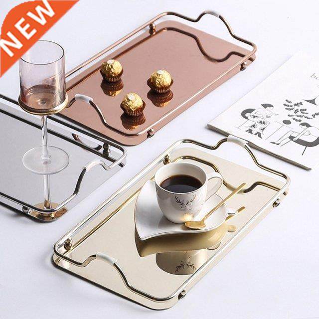 nordic style rectangular stainless steel mirror tray with ha