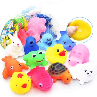 12pcs Cute Animals Bath Toys Swimming Water Colorful Soft Ru