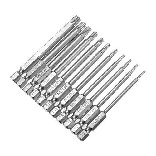 175mm T6-T40 Hex Torx Head Drill Bits Set S2 Steel Hand Tool