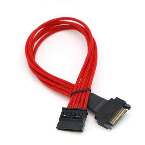 Muticolor Color Single Sleeved Sata 15Pin Male to Female Po