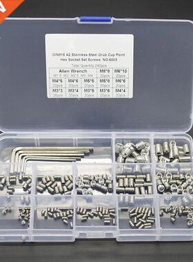 240Pcs Grub Screw Cup Point Hex Head Socket Set M3x3 M3x4 M3