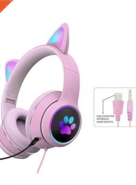 Cat Ear Wired Headphones 7.1 Channel Portable Fashionable Fo