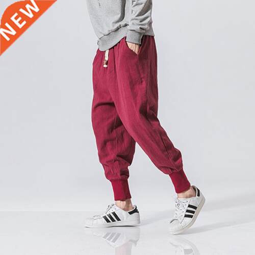 MrGB 2022 Men Cotton Linen Jogger Trousers Sreetwear Casual