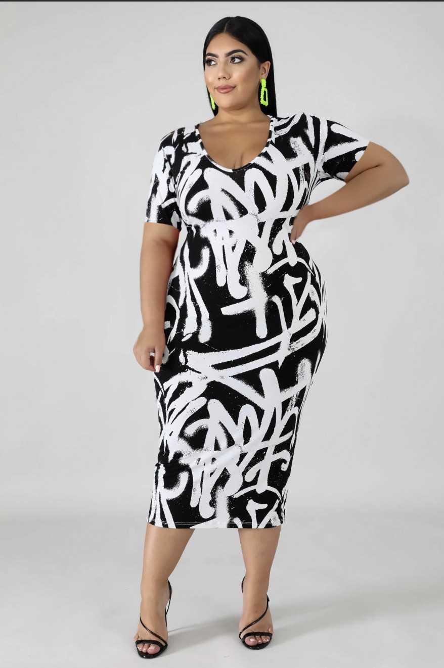 XL-5XL plus-size women's one-line button-down dresses大码裙图片