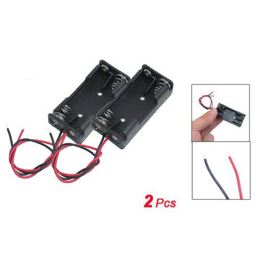 2 Pieces 2 Pin Black 2 x 1.5V AAA Battery Cell Case Holder