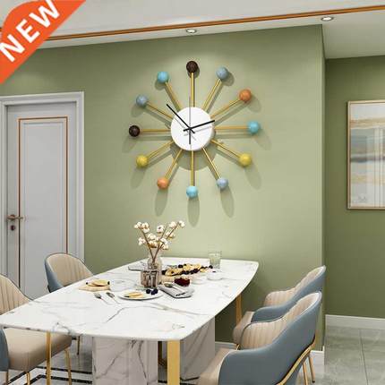 MEISD Wrought Iron Metal Wall Clock Colors Balls Sunburst Si