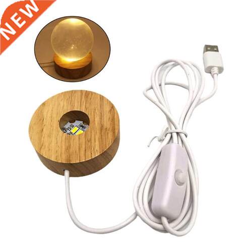 Round Wooden 3D Night Light Base Holder LED Display Stand