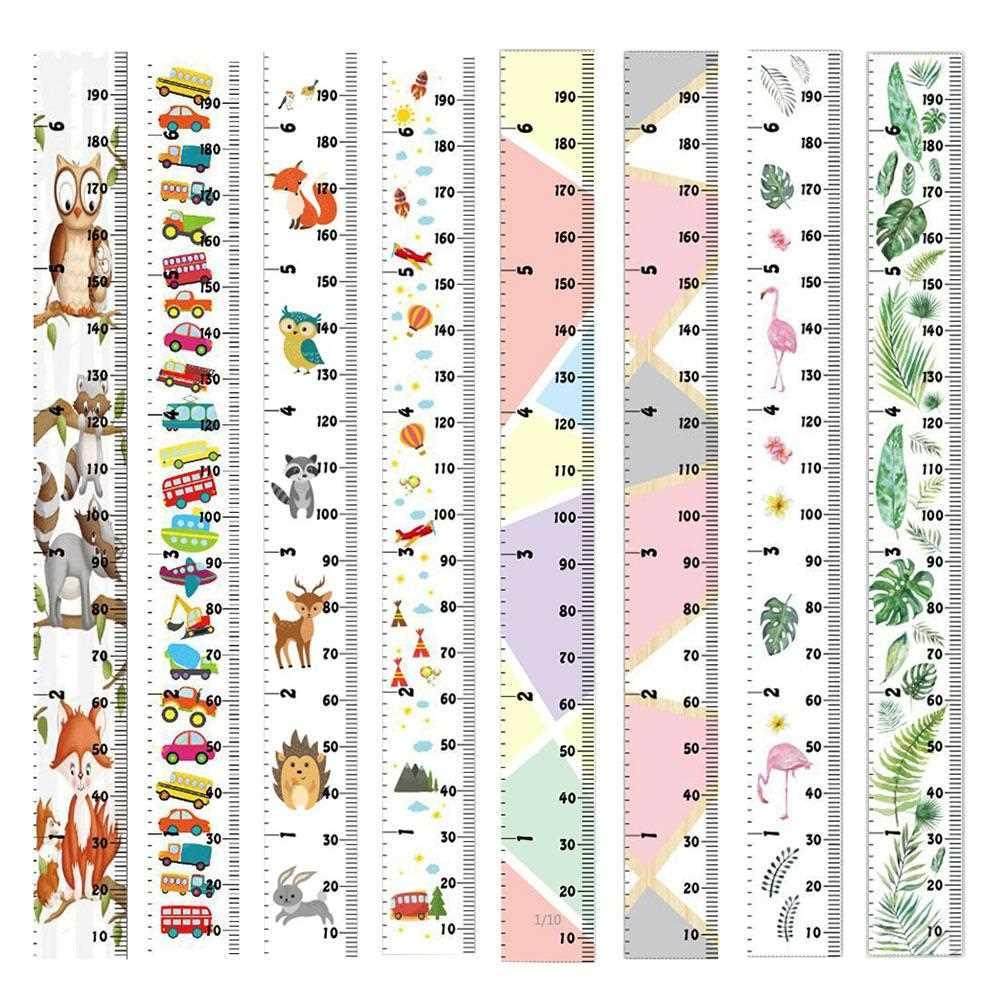Flamingo Bus Leaf Pattern Kids Height Measurement Chart