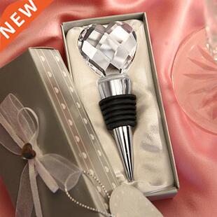 Chrome Wine Bottle Stopper Heart Crystal Design Wedding