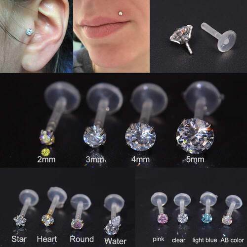 1 Pc Lip Labret Prong Piercing Setting Zircon Tragus Cartila
