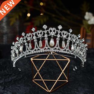 Crystal Crown Tiaras Diana Bridal Rhinestone Baroque Pearl