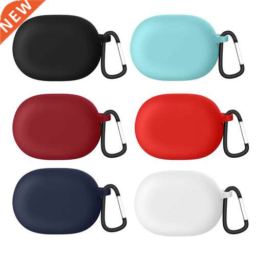 Solid Color Wireless Earbuds Case w/ Hook Soft Silicone Prot