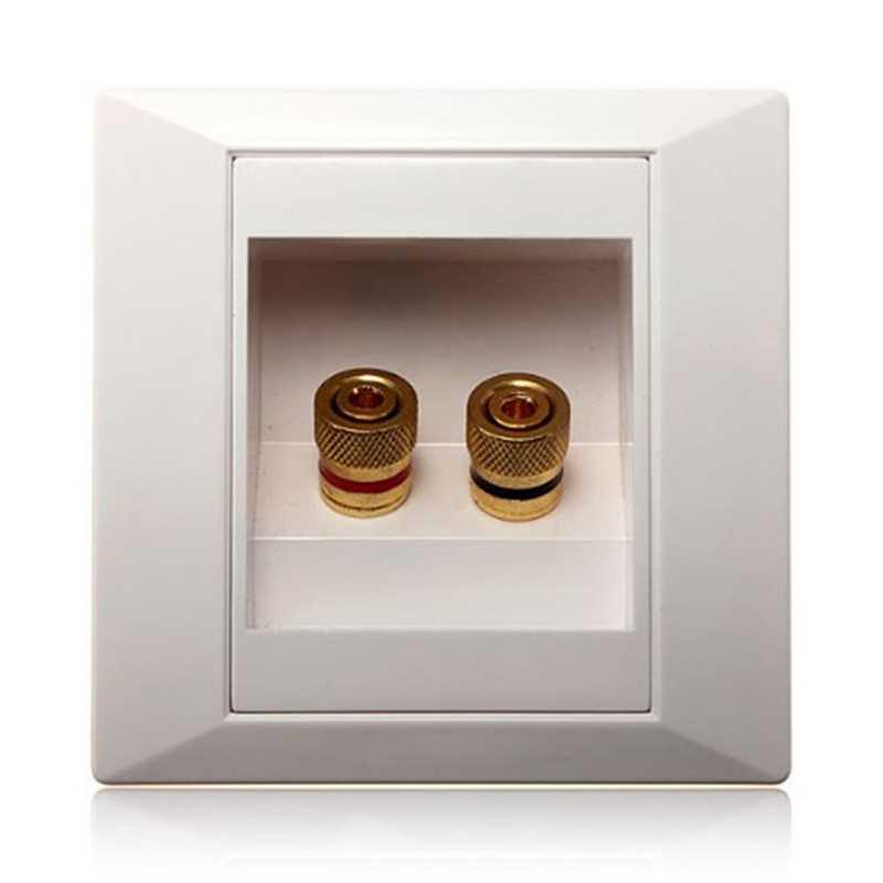SODIAL(R)Wall Socket Connection Port with 2 Jack Speaker Whi