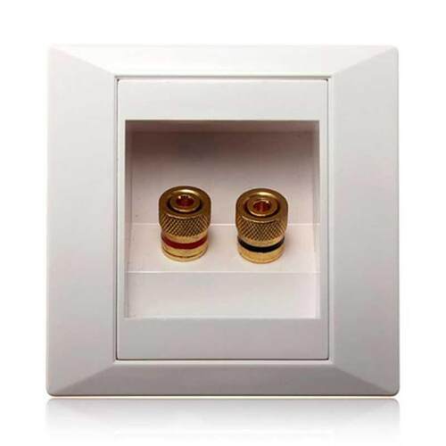 SODIAL(R)Wall Socket Connection Port with 2 Jack Speaker Whi