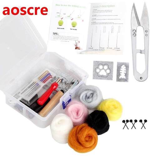 28PCS Needle Felting Starter Tool Kit With Roving Wool, Need