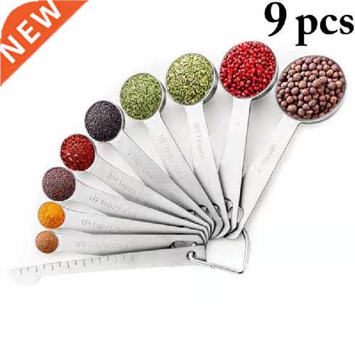 9pcs Stainless Steel Measuring Spoon Metal Measuring