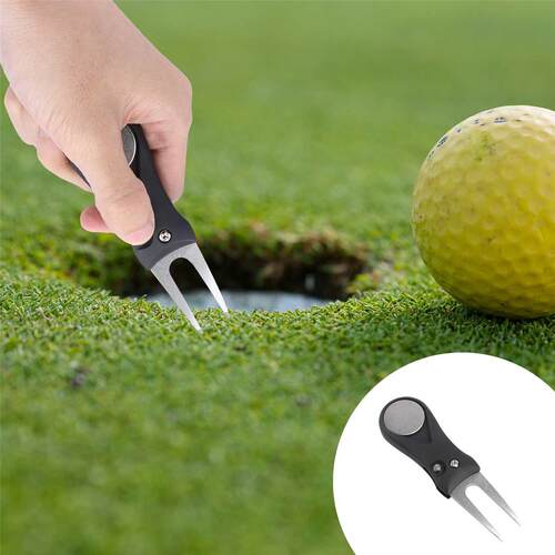 Stainless Steel Club Fork Green Divot Repair Tool Golfer