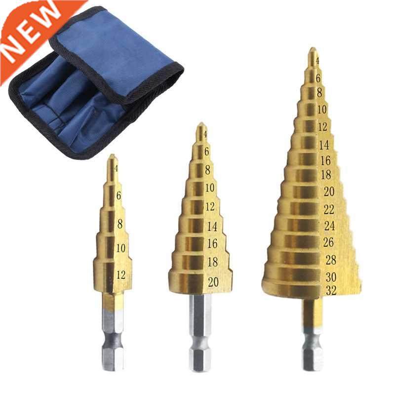 3Pcs 4-12mm 4-20mm 4-32mm HSS Straight Groove Step Drill Bit