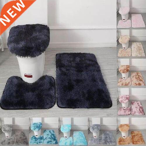 3Pcs/Set Plush Bathroom Bath Mat Set Toilet Rugs Anti Slip