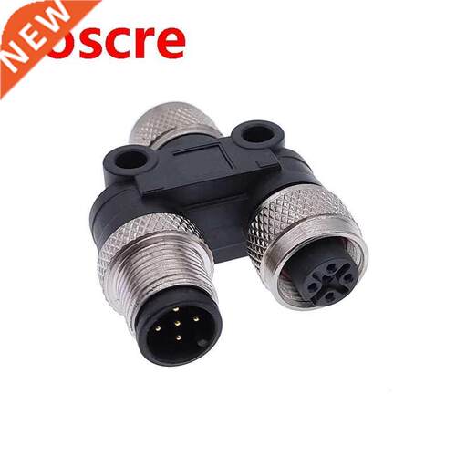 M12 Y shaped connector conversion plug male female three-wa