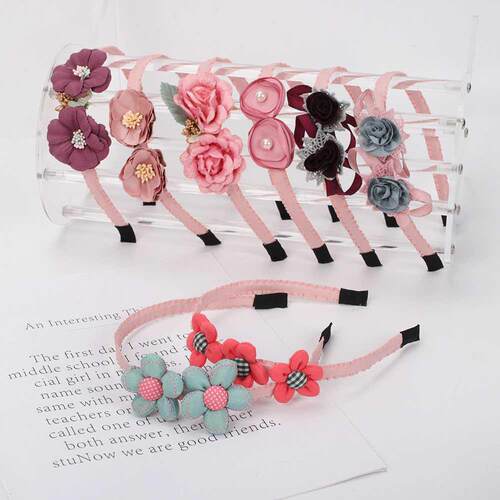 Baby Flowers Headband for Girls Korea Blue Tie Winding Cloth
