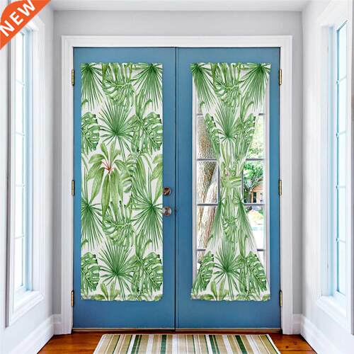 Green Flower Plant Leaves Japanese Door Curtain for Living