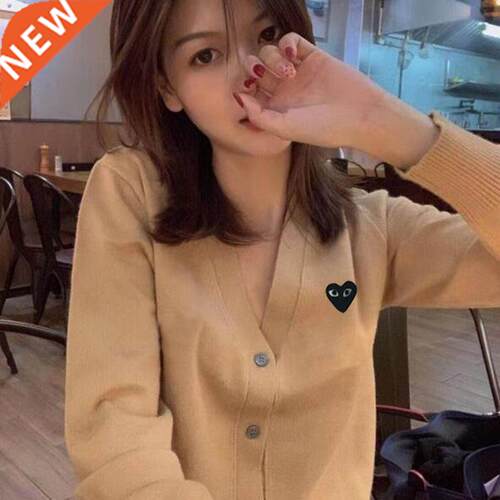 PLAY Women Cardigan Embroidery Heart Cartoon V-neck Long-sle