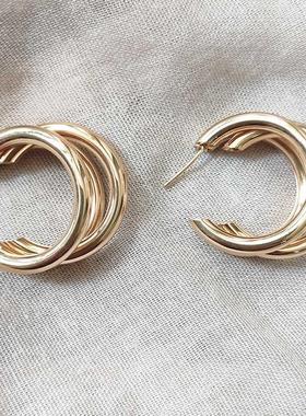 2020 C shaped exaggerated metal earrings women punk design