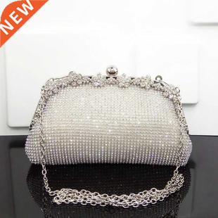 New Diamonds Chain Evening Bag Silver Wedding Bags For Bride