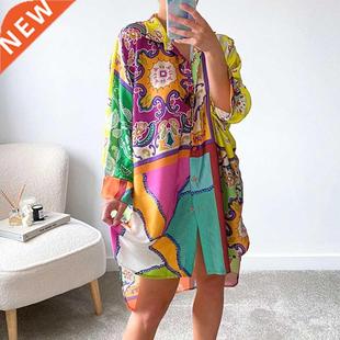 New Arrived Women’s Long Sleeve Shirt Dress Fashion Casual