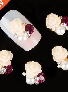 10 Pcs 3D Rose Flower Nail Art Stickers Tips Studs