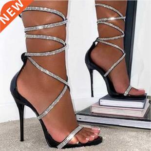 2021 Summer New Gladiator Women Sandals Fashion Black Ankle