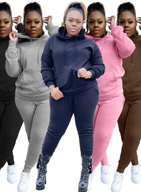 XL-5XL large size ladies fall/winter hooded and fleece suit