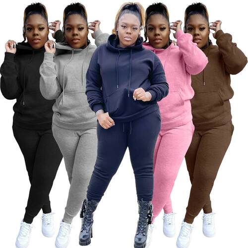 XL-5XL large size ladies fall/winter hooded and fleece suit