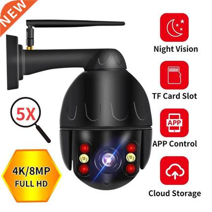 8mp 4k Cloud Wifi PTZ Camera Outdoor 2MP Home Security IP Ca