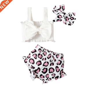 Infnat Baby Girls Tank ops + Shorts + Hairband, Leopard Patt