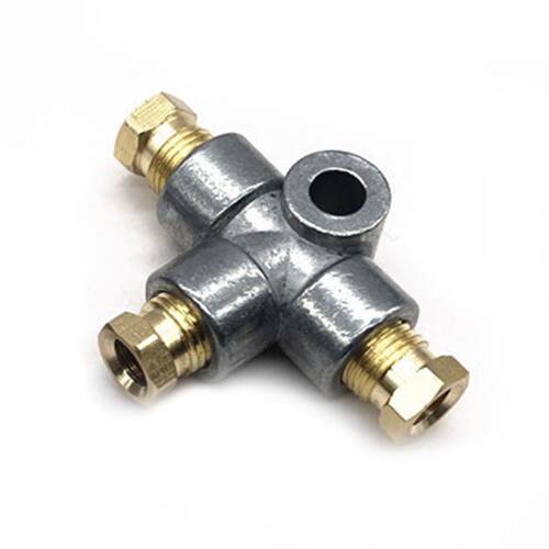 3 Way T Piece Tee Brake Pipe With 3 M10 Male Nuts Short Metr
