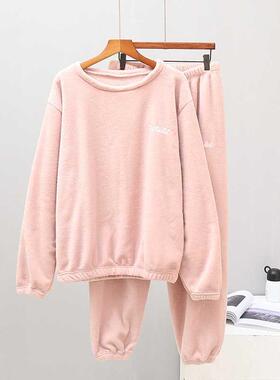 Women Winter Flannel Pajama Set Fleece Pajamas Sleepwear Hom