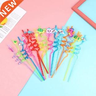 8Pcs/set New Marine Life Bent Straws Plastic Reusable