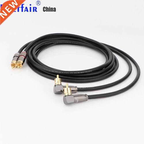 Preffair 4 Core Interconnect RCA Audio Cable with 90 Degree