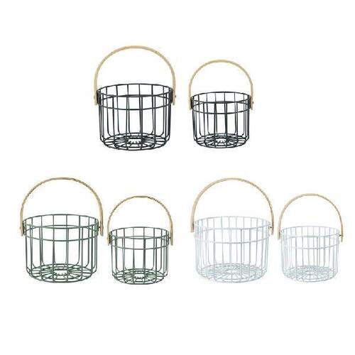 Metal Wire Hollow hand basket with handle Portable Carrying
