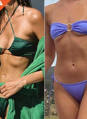 Folds Bikini 2021 Swimsuit Push Up Bikini Set Bathing Suit W