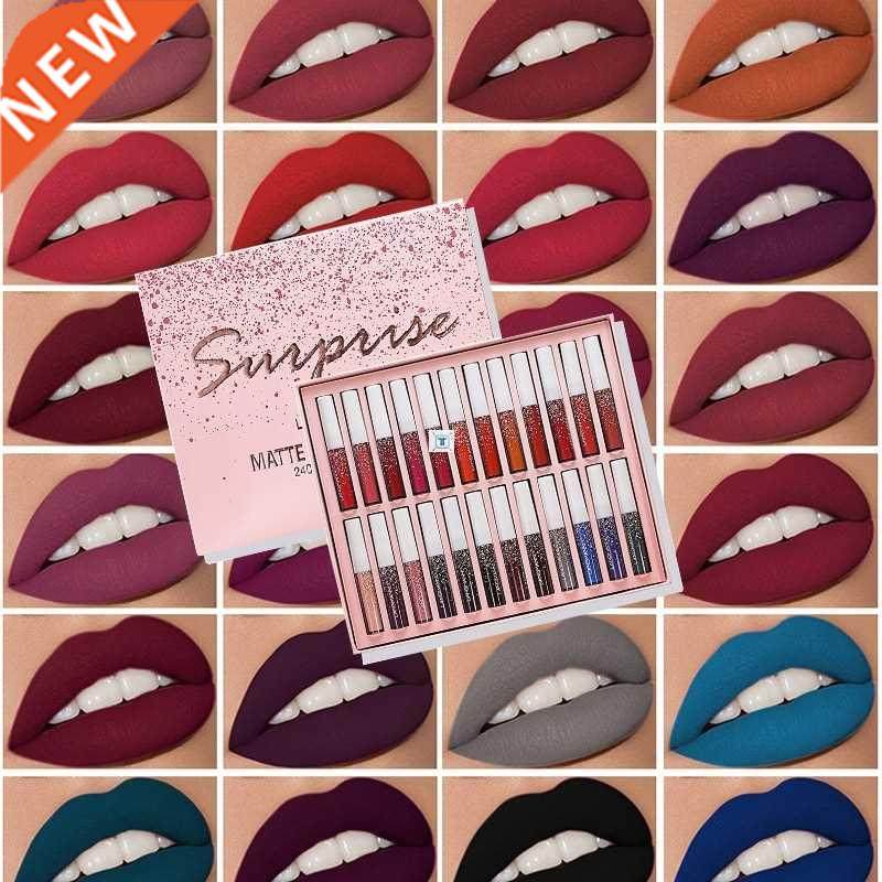 24 Colors/Set Matte Lipstick Set Waterproof Long Lasting